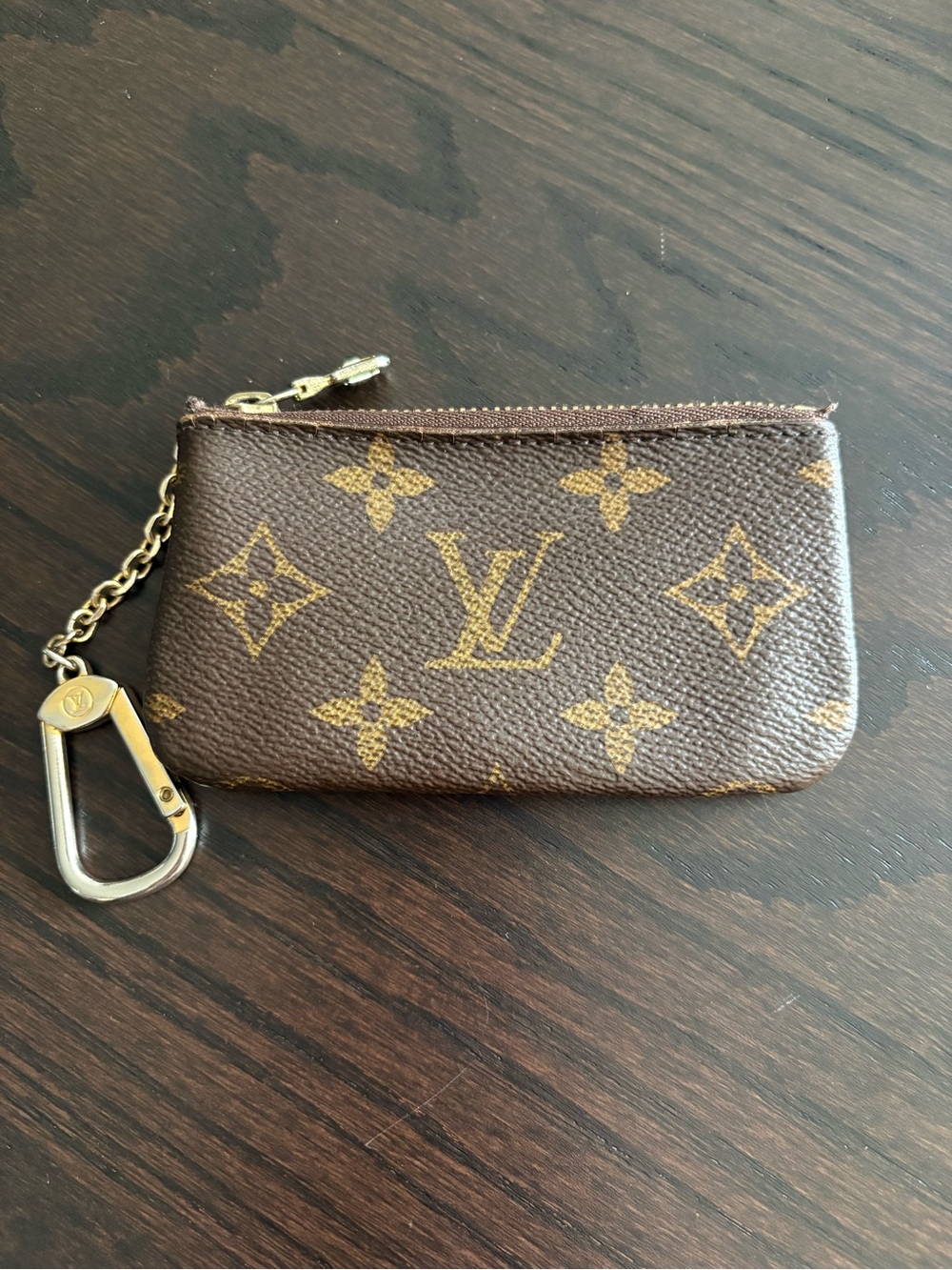 Louis Vuitton Monogram Canvas Key & Card Pouch in Brown and Gold